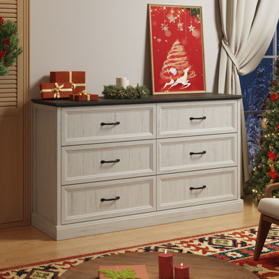 Hava 55" W Modern 6 Drawer Double Dresser for Living Room, Bedroom Dresser with Dressers by Ophelia & Co.