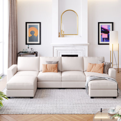 130.7" W Tuxedo Arm Sofa Chaise with Ottoman,sectional couch,sofas,couches