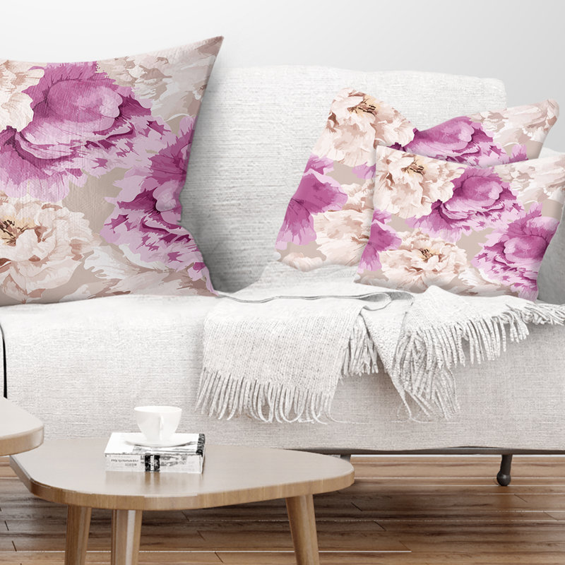 Motif floral pivoine - Coussin décoratif à imprimé floral