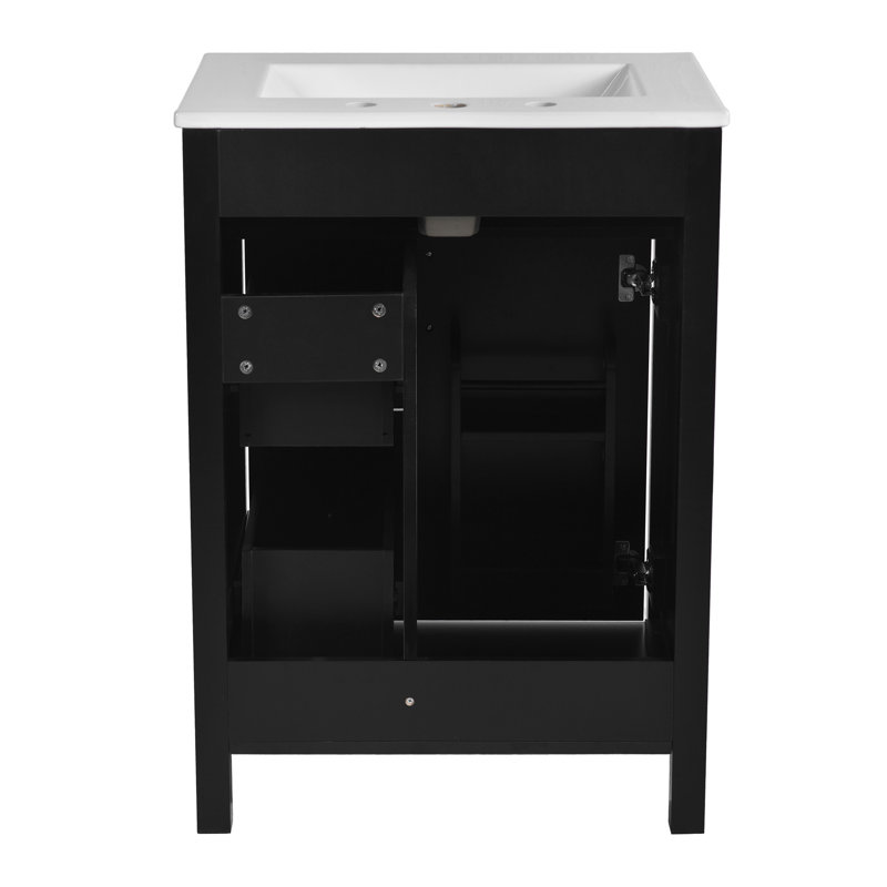 Meuble-lavabo sophistiqué avec des caractéristiques haut de gamme pour une salle de bain élégante, Noir, noir, noir, noir
