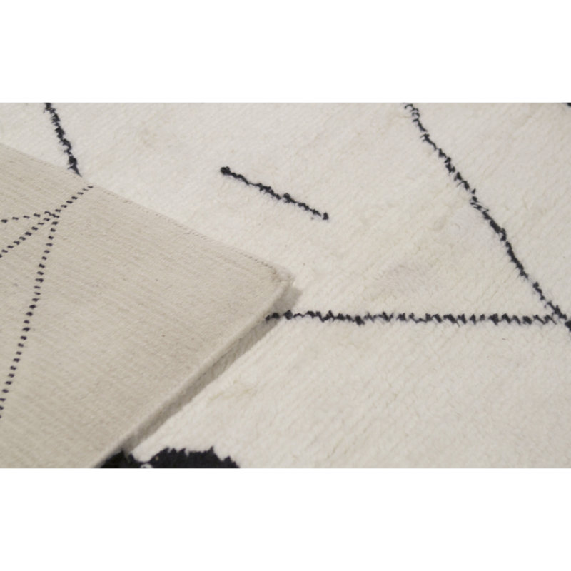 Moroccan Wool Southwestern Area Rug in Ivory/Black, Rectangle 8' x 10'
