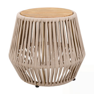 Table d'appoint en bois d'acacia avec base en corde