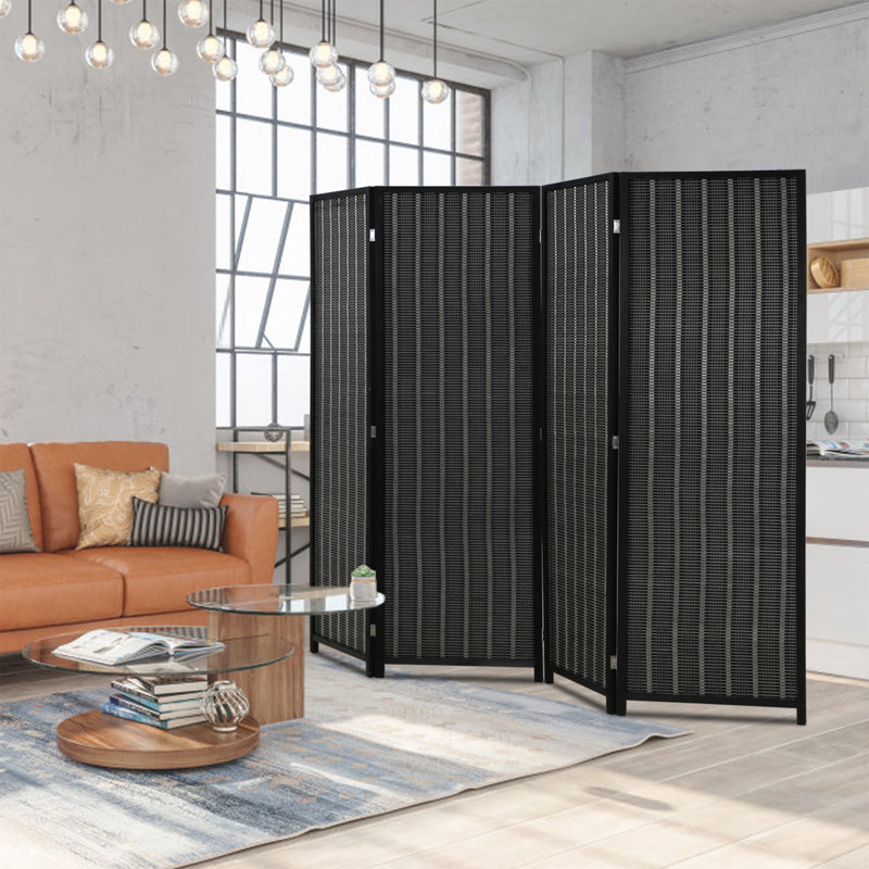 Paravent pliable à 4 panneaux l 78,8 "x H 72" Iciss, Noir / 4 panneaux