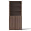 Large 2-Piece Wall Unit Bookcase Set, 71" H Storage Cabinet With Double Doors And Open Bookshelf Organizer Walnut