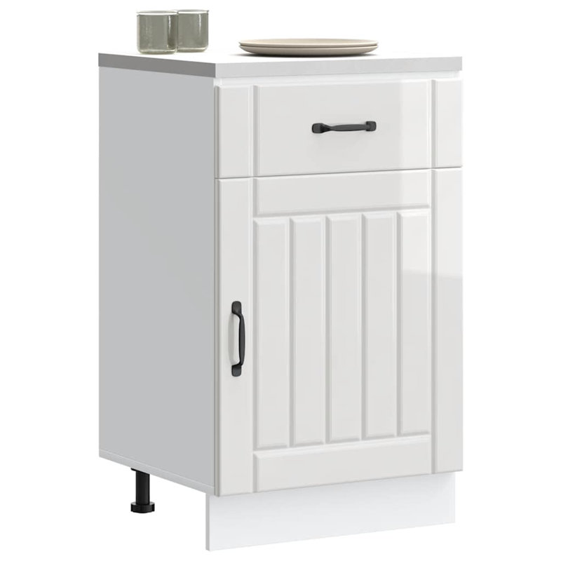 Kitchen Base Cabinet Lucca Engineered Wood, High Gloss White