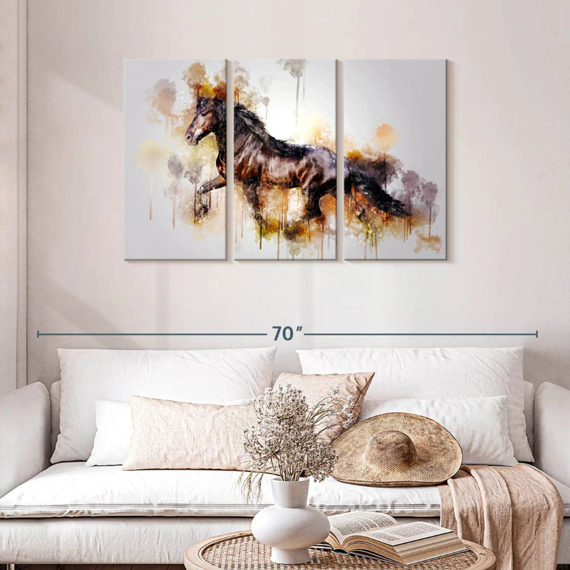 Brampt Black Horse Running, 28" H x 45" W
