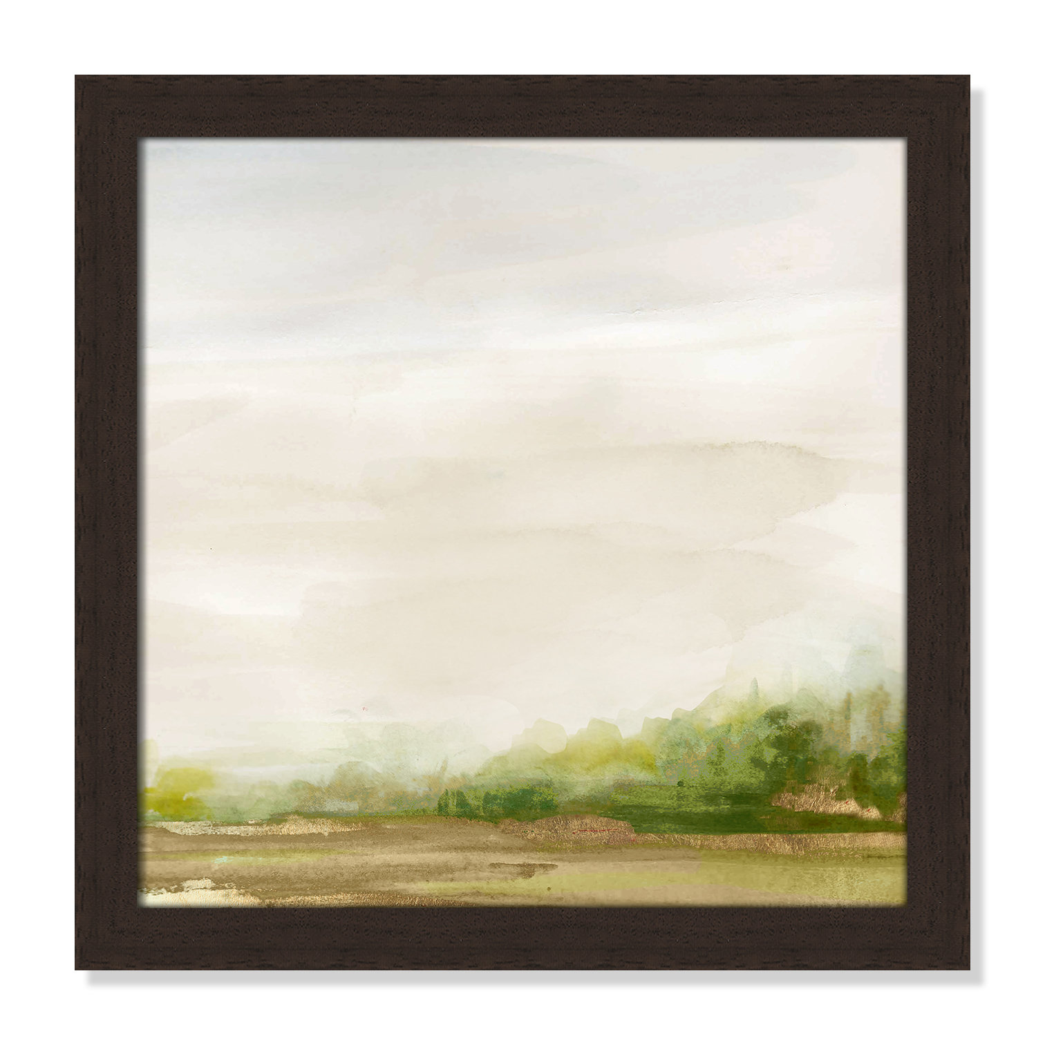 Icarus "Evening Stroll" Painting, 18" H x 18" W x 1.12" D, Walnut Framed