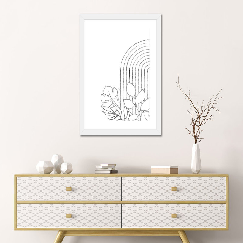 Dessin botanique - reproduction d'art, H 24 po x l 16 po x P 1 po, Papier encadré blanc, Blanc