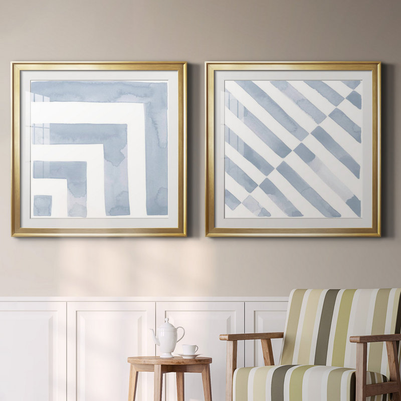 «Mute Eccentricities II», 2 pièces, Papier encadré doré, H 34,5 po x l 69 po x P 1,5 po, Blanc