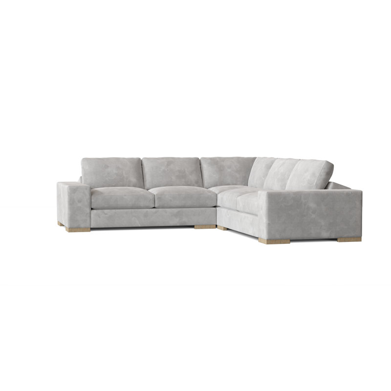 Canapé modulaire Brann de 120 po de largeur Brann, Bella en velours performance blanc, Acajou