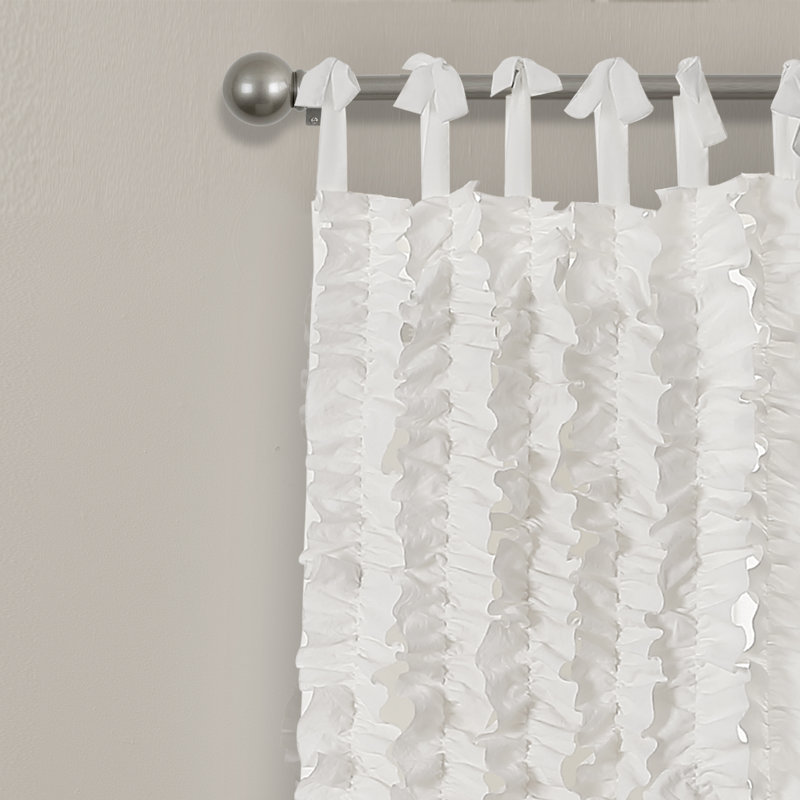 Paire de rideaux semi-transparents Sophia Ruffle, Blanc