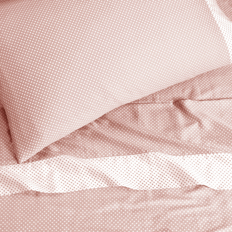 Anti-Microbial 100% Cotton Sateen 4-Piece Sheet Set, Queen, Blush