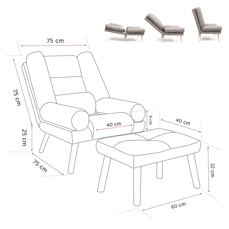 Upholstered Armchair, Grey