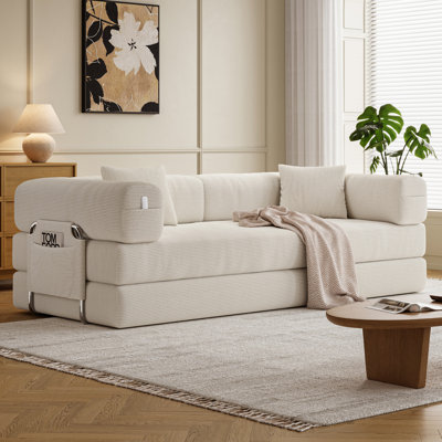 Living Room Couple 2-Person Sofa,Convertible Sleeper Sofa Bed With 2 Pillows, Corduroy Couch Removable And Washable Sofa , Floor Sofa Lounge Couch For Small Spaces