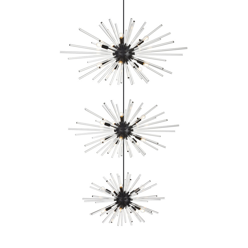 Francene 30 - Light Dimmable Tiered Chandelier, Black