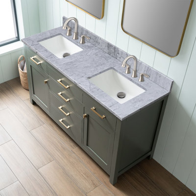Plateau de meuble-lavabo en pierre de marbre 60 po avec lavabo
