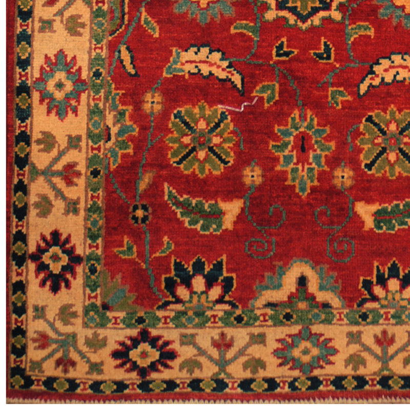Tapis de couloir unique en laine noué à la main ivoire / rouge 2 pi 8 po x 6 pi 5 po Jevon