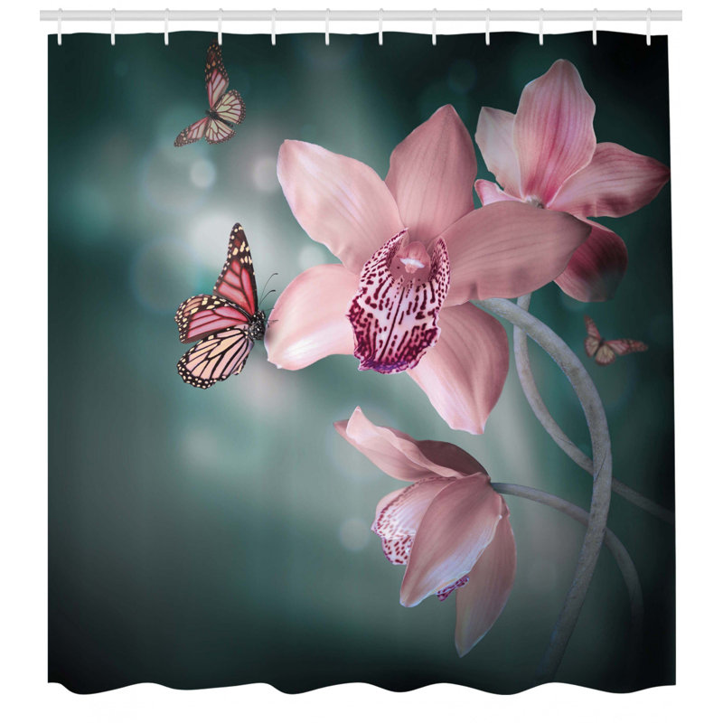 Floral Shower Curtain with Hooks Included, 70" H x 69" W