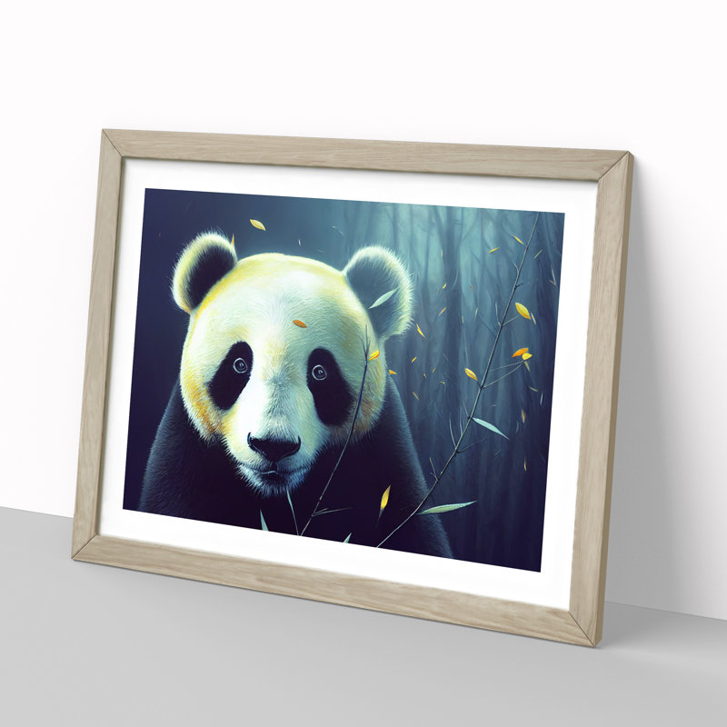 Fabulous Panda - Single Picture Frame Painting, 34cm H x 46cm W x 2cm D, Oak