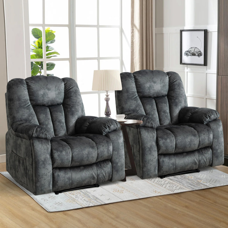 Fauteuil manuel surdimensionné chauffant de 41,34 po Foyil, Gris anthracite