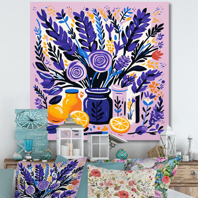 «Mauve Boho Pottery Blooms III - Boho Pottery», art mural