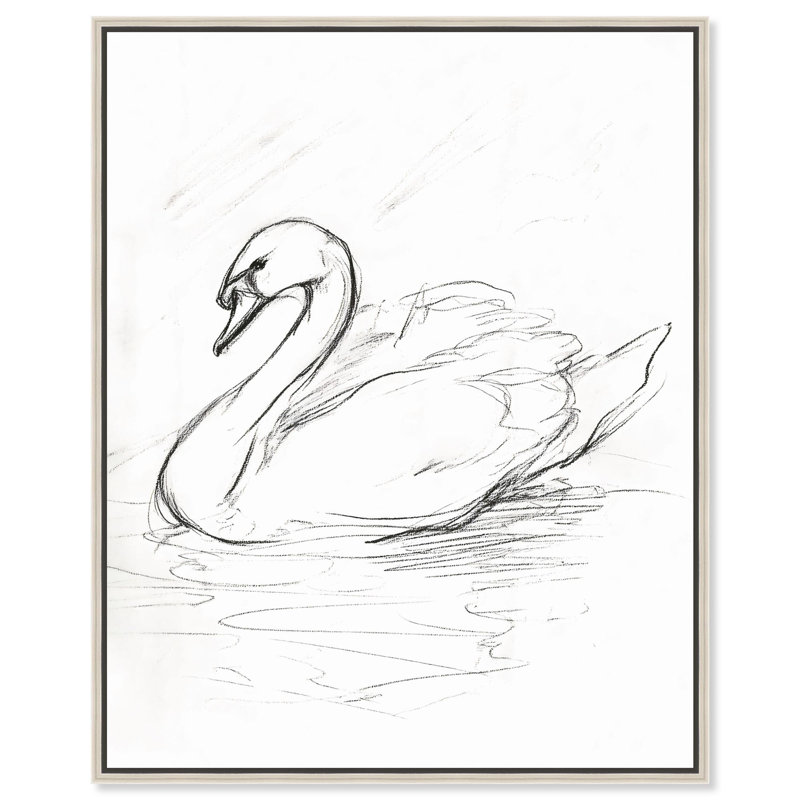 «Graceful Swan II», reproduction d'art sur toile par Art Remedy, H 25 po x l 21 po, Cadre argenté