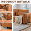 Canapé en cuir orange de 108 po avec 3 coussins carrés, canapé modulaire Mid-Century avec accoudoirs carrés et pieds en métal, sièges rembourrés vintage haut de gamme avec siège profond pour le bureau de la chambre à coucher-602301679