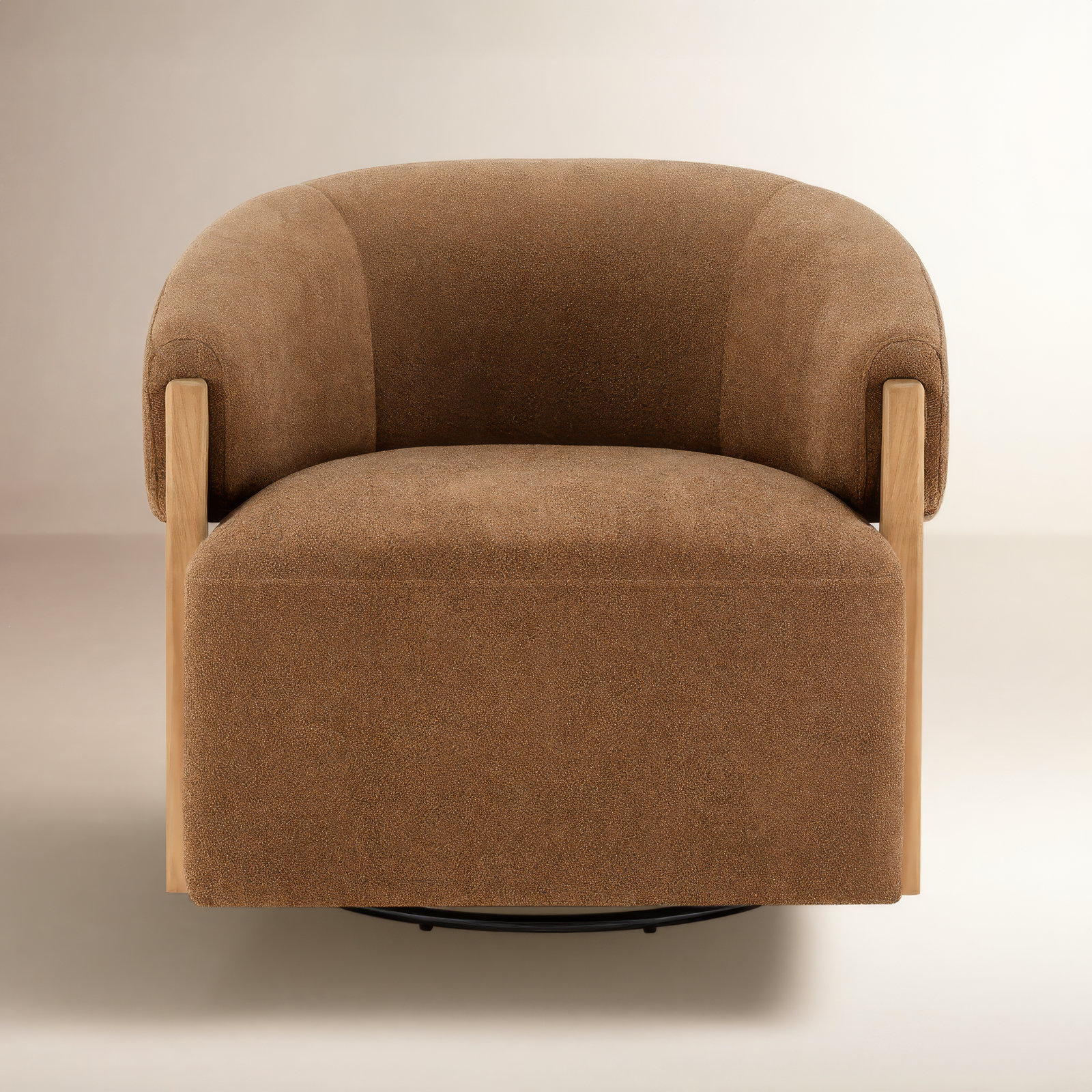 Longfield Upholstered Swivel Accent Chair, Elite Camel Textured Weave