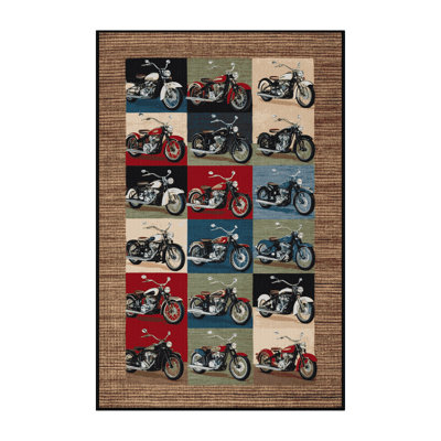 Machine Washable Transportation Brown Area Rug