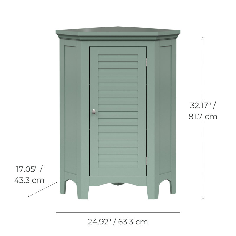 32" Glancy One Shutter Door Wooden Corner Stand Floor Cabinet, Green