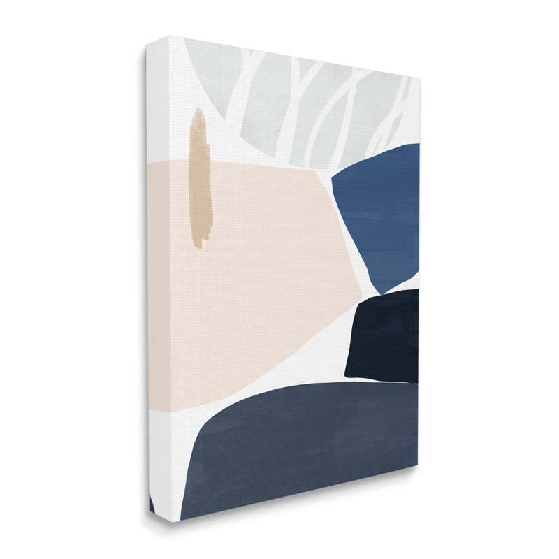 Art texturé, giclée encadrée, rose, bleu, beige, empilé et abstrait, H 20 po x l 16 po, Toile tendue