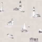Deauville 2 Nautical Lighthouse and Sailboats 33' L x 21" W Smooth Wallpaper Roll