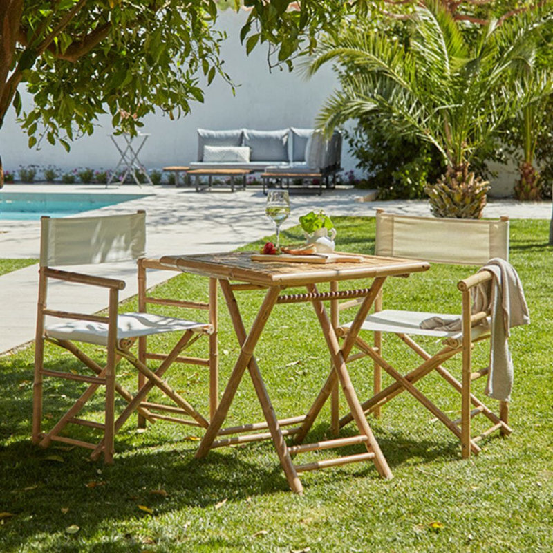 Ambresha 2 - Person Bamboo Patio Dining Set with Square Table