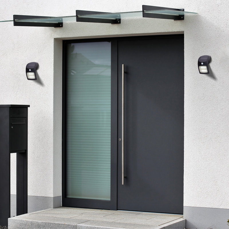 Imel Black 20cm H Solar Powered Integrated LED Outdoor Flush Mount with Dusk to Dawn