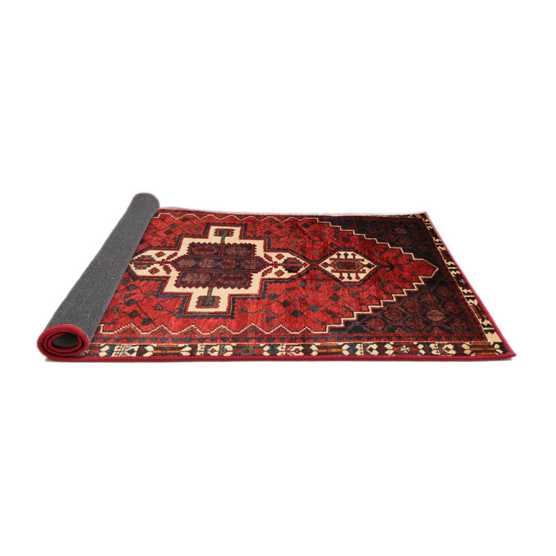 Tapis traditionnel rouge / brun, Rond 6 pi