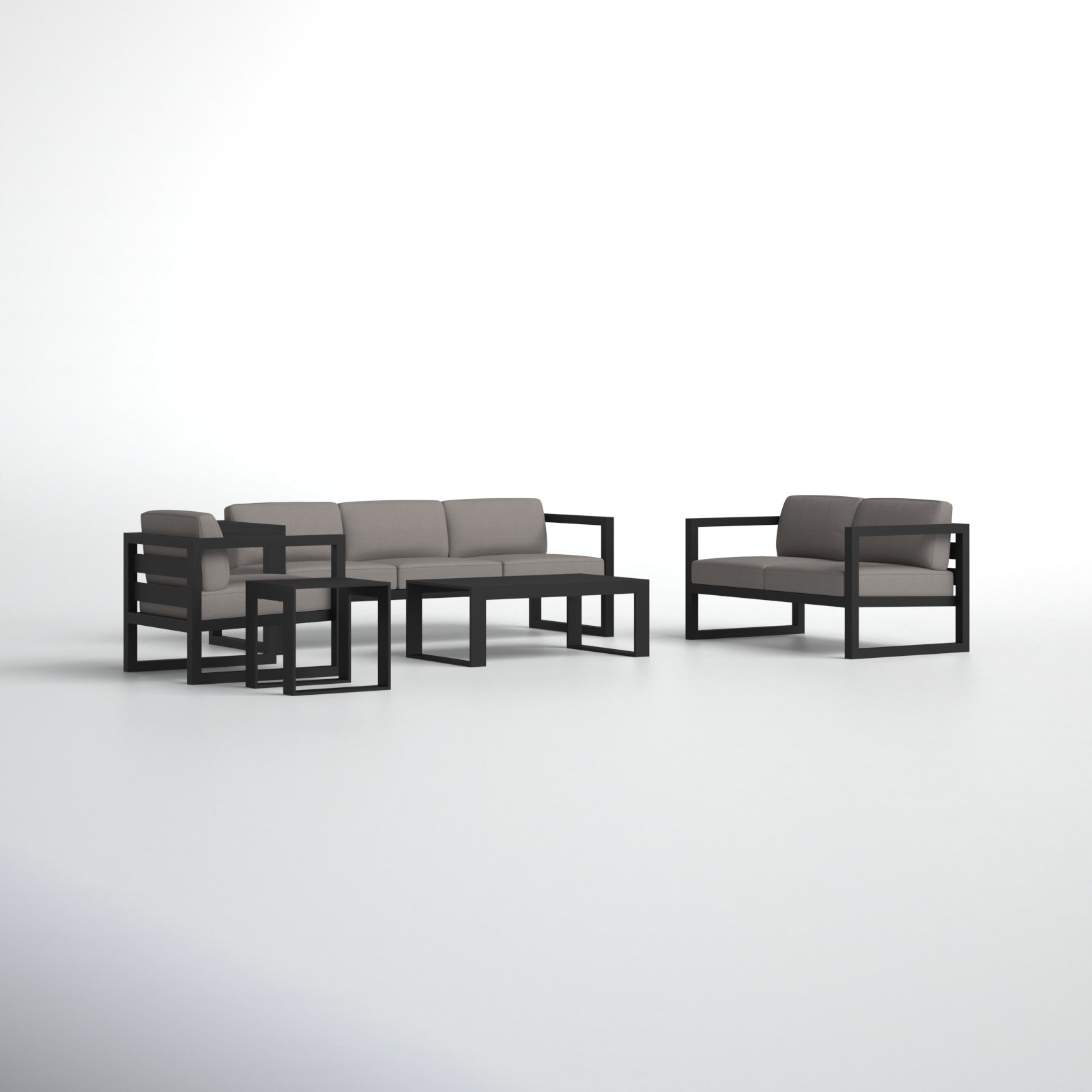 Smith 6-Person Sunbrella® Patio Seating Group, Canvas Charcoal Sunbrella® Canvas, Black
