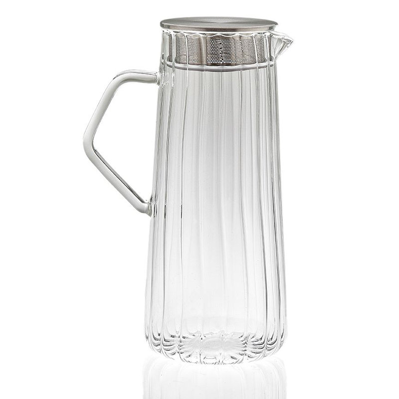 Dandelion Tea/Water Pitcher 40 fl oz, Clear/Stainless Steel