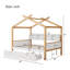 Cadre de lit en bois blanc pour lit double en bois original avec deux tiroirs et une bibliothèque pour enfants ou chambre d'amis-1036101368