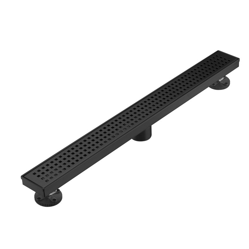 Bonde à grille linéaire noire matte 24 po., Noir mat