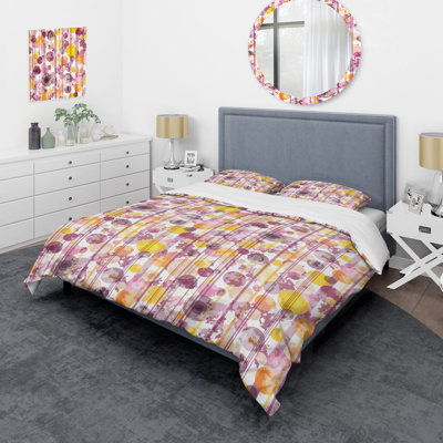 Ensemble de housse de couette en microfibre mauve / jaune 3 pièces