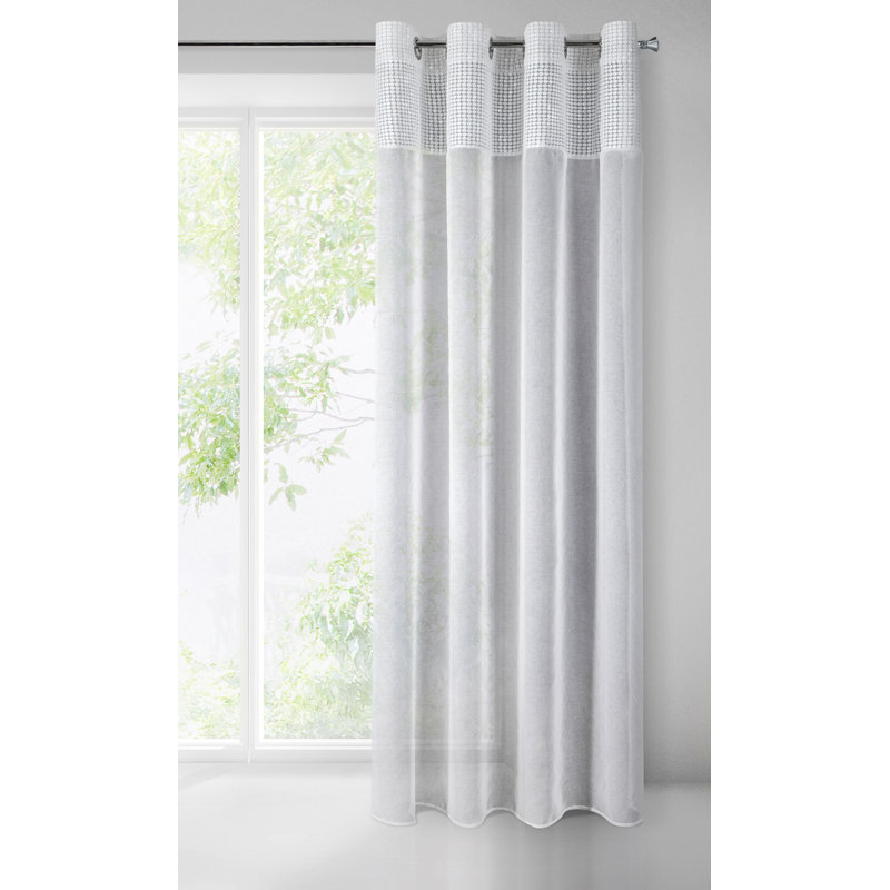 Katel Eyelet Sheer Curtain, White