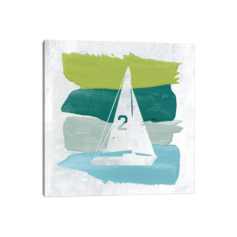 Seaside Swatch Sailboat by Moira Hershey - Wrapped Canvas Painting, 30.48 cm H x 30.48 cm W