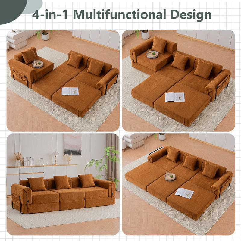 Triple canapé inclinable pliable café, Café