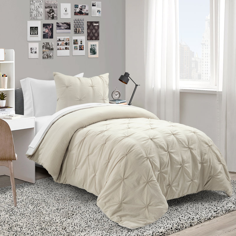 Ravello Microfiber Comforter Set, Twin Extra Long Comforter + 1 Standard Sham, Wheat