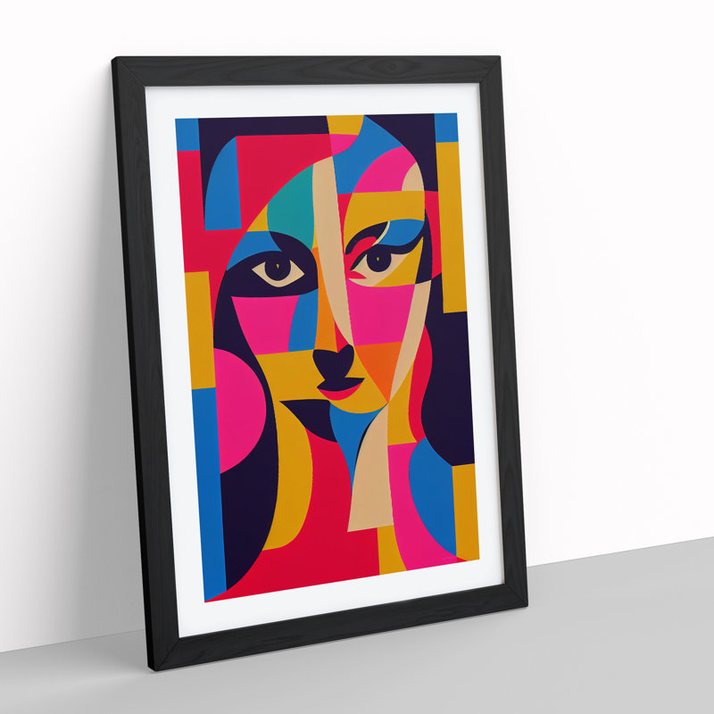 Woman Abstract Cubism No.2 - Wall Art, Black Framed, 64cm H x 46cm W