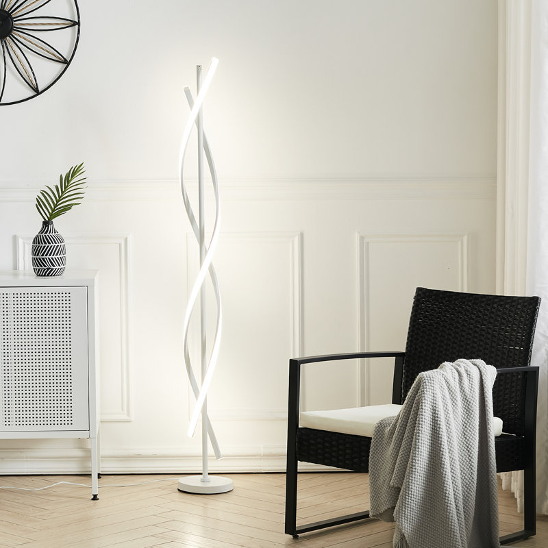 Asra Modern 60W LED Floor Lamp for Living Room, White
