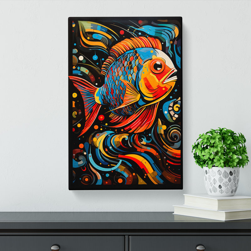 Fish Abstract Art - Wrapped Canvas