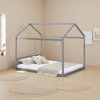 Queen Size Wooden House Bed With Headboard