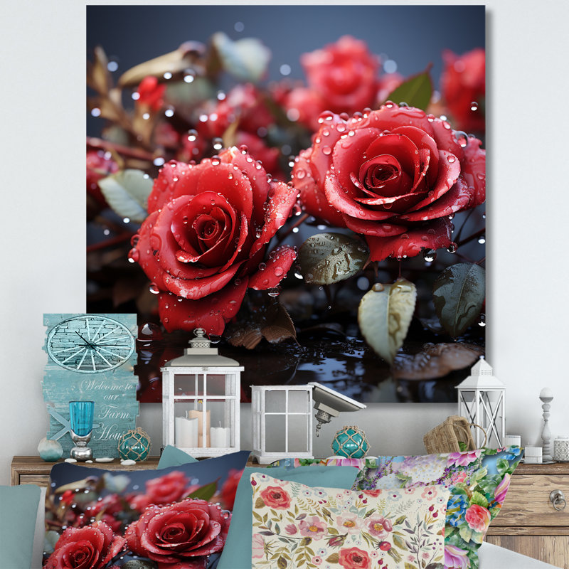 «Crimson Rose Passion III», reproduction sur toile, Toile tendue, H 24 po x l 24 po