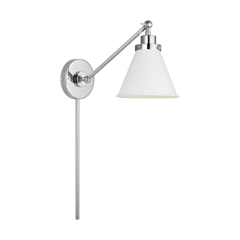 Bras pivotant à 1 lumière à intensité variable Myer Arnell par Chapman & Myers, Blanc, Argent